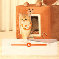 HKM-1577917 Self-Warming Indoor Cat Bed Tent with Removable Washable Cover - Cozy Pet Shelter for Dogs and Cats
