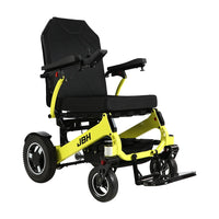 HKM-157907 Foldable Portable Electric Wheelchair for Disabled - Aluminum Alloy Frame, 300KG Capacity, 35-40KM Range, Yellow