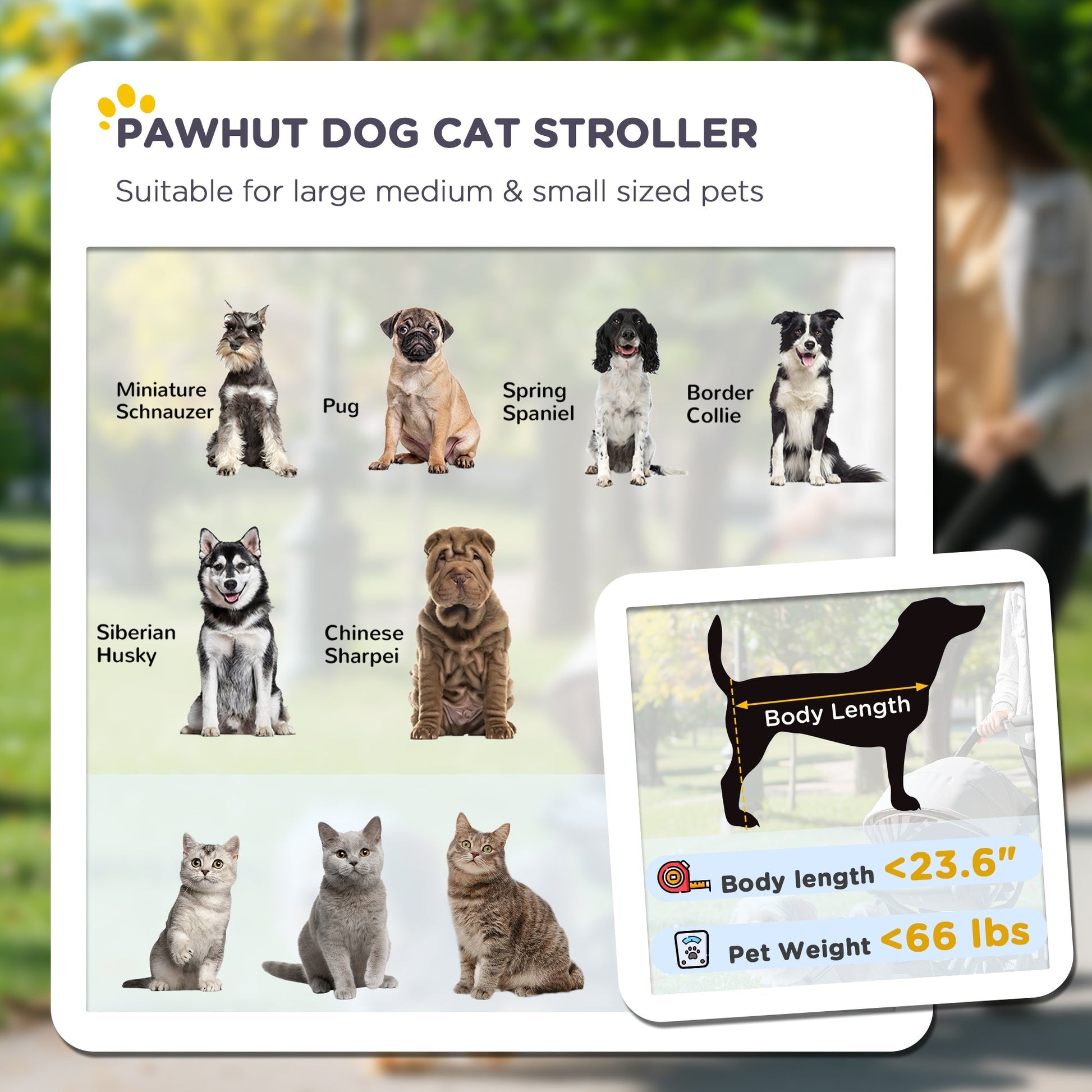 HKM-1579325 Dog Stroller for Medium to Large Pets, Foldable, Shock Absorbing with Storage Pockets, Safety Features, Gray