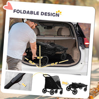 HKM-1579325 Dog Stroller for Medium to Large Pets, Foldable, Shock Absorbing with Storage Pockets, Safety Features, Gray