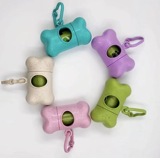 HKM-1580093 Wheat Straw Portable Pet Waste Bag Bone Dispenser in Multiple Colors