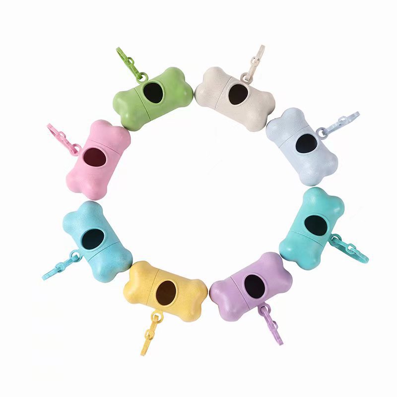 HKM-1580093 Wheat Straw Portable Pet Waste Bag Bone Dispenser in Multiple Colors