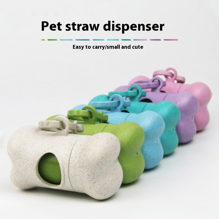 HKM-1580093 Wheat Straw Portable Pet Waste Bag Bone Dispenser in Multiple Colors