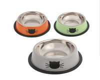 HKM-158035 Stainless Steel Non-Slip Pet Feeding Bowls - Multicolor Set for Cats and Dogs