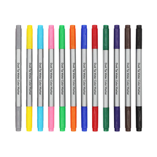HKM-158163 Dual Tip Felt Tip Markers - Assorted Colours for Art, School and Office Use