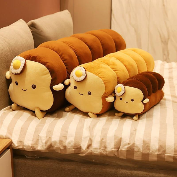 HKM-158163 Super Soft Poached Egg Toast Plush Doll, Cozy Bread-Themed Cushion