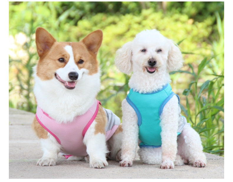 HKM-1582013 Cooling Pet Vest for Dogs - Reflective Summer Apparel in Cherry Blossom, Ice Blue, and Fruit Green, Sizes S to 11XL