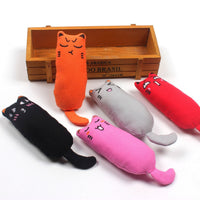 HKM-1582269 Chubby Cotton Cat Toy - Burlap and Padded Cotton in Various Colors