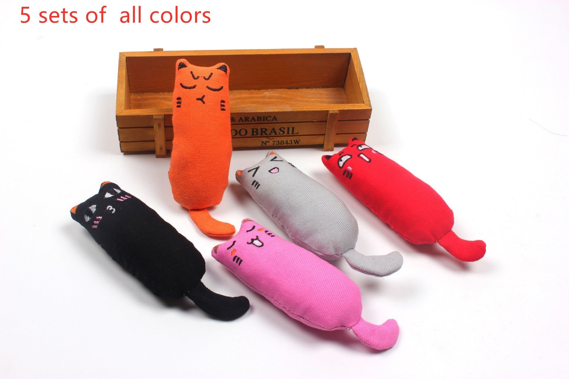 HKM-1582269 Chubby Cotton Cat Toy - Burlap and Padded Cotton in Various Colors