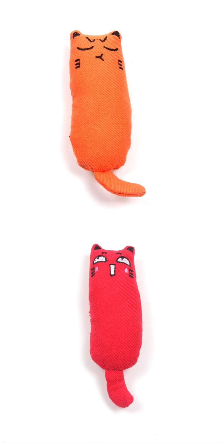 HKM-1582269 Chubby Cotton Cat Toy - Burlap and Padded Cotton in Various Colors