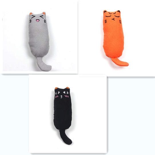 HKM-1582269 Chubby Cotton Cat Toy - Burlap and Padded Cotton in Various Colors