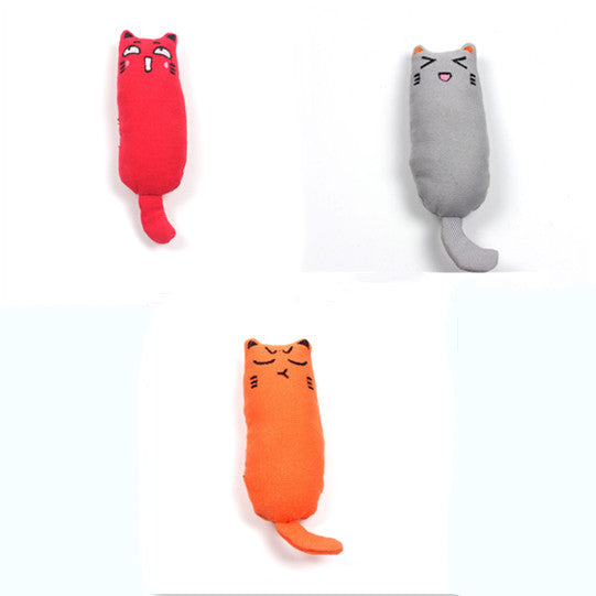 HKM-1582269 Chubby Cotton Cat Toy - Burlap and Padded Cotton in Various Colors