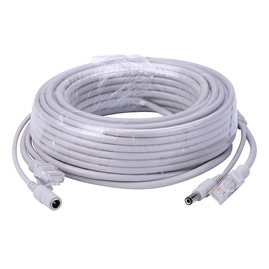 HKM-158227 Two-in-One Power and Cat 5 Network Cable - 5M/10M/20M/30M Length Options, Compatible with IP Cameras and NVR Systems
