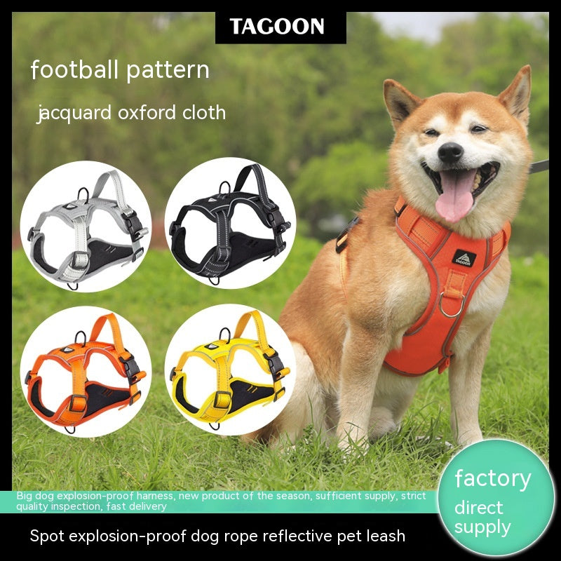 HKM-1582909 Reflective Dog Harness with Adjustable Chest Strap and Strong Leash Rope