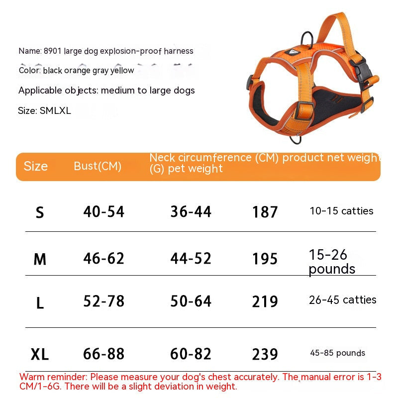 HKM-1582909 Reflective Dog Harness with Adjustable Chest Strap and Strong Leash Rope