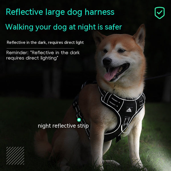 HKM-1582909 Reflective Dog Harness with Adjustable Chest Strap and Strong Leash Rope
