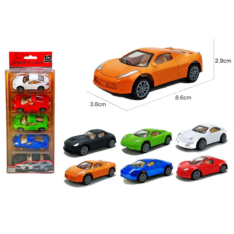 HKM-158291 1:55 Scale Pull Back Alloy Model Cars - Set of 5 Mini Racing Vehicles for Toddlers and Kids