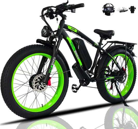 HKM-158355 2000W Electric Mountain Bike 26 Inch Fat Tire Dual Motor with LCD Display and 21 Speed, 48V 20Ah Battery