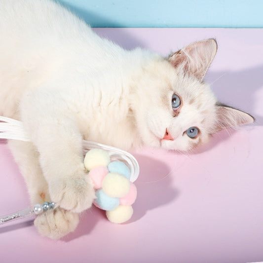 HKM-1584445 Acrylic Colorful Cat Teasing Rod Toy in Multiple Colors