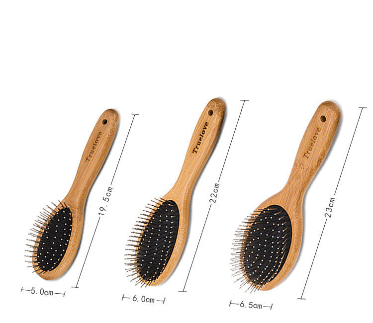 HKM-1585213 Bamboo Handle Pet Comb with Stainless Steel Needles for Dogs and Cats
