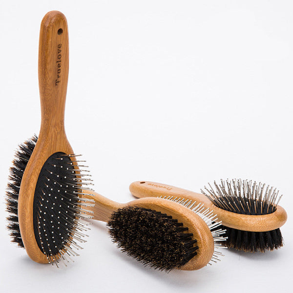 HKM-1585213 Bamboo Handle Pet Comb with Stainless Steel Needles for Dogs and Cats