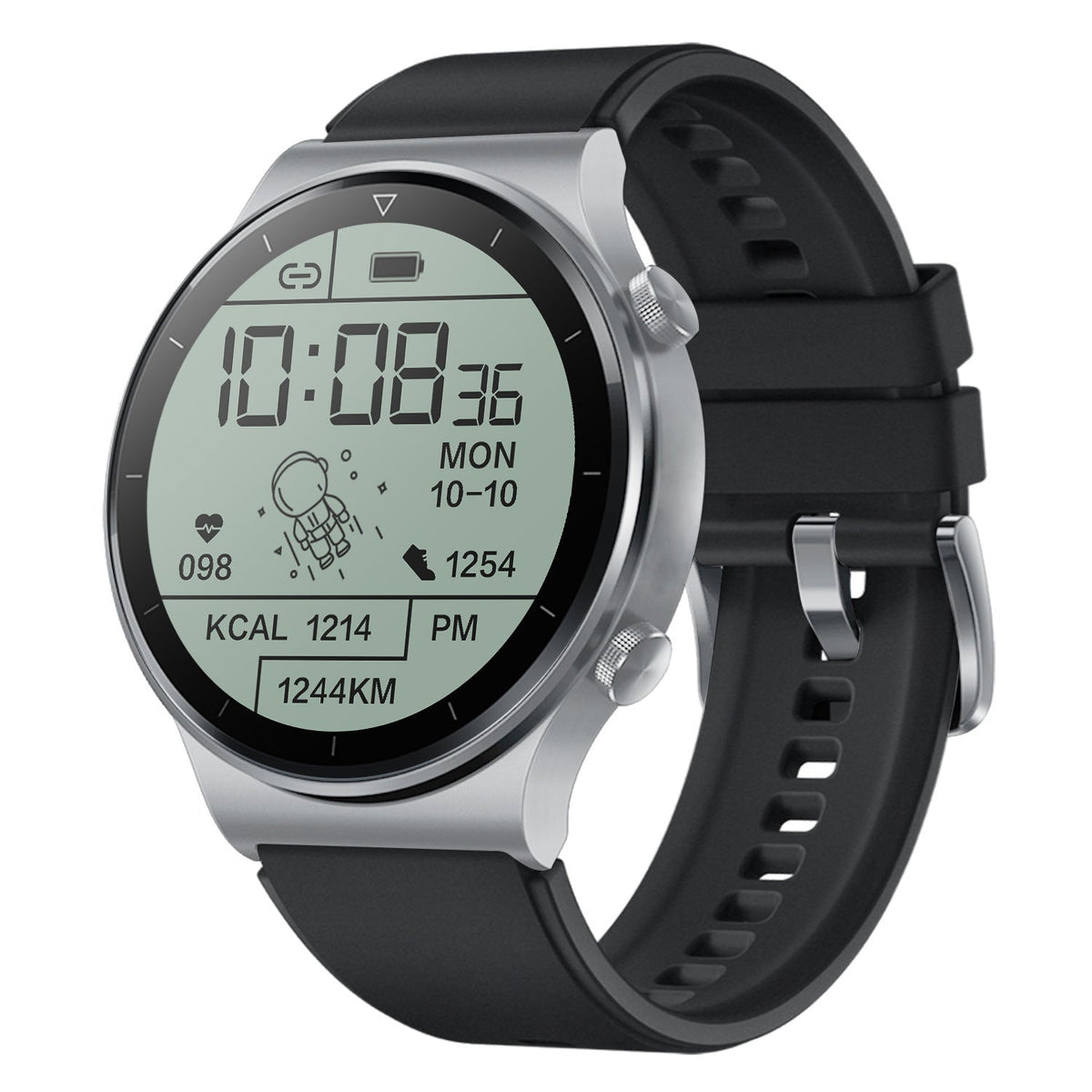 HKM-158547 Smart Watch with Heart Rate, Blood Pressure, and Blood Oxygen Monitoring - Bluetooth Connectivity, Touchscreen Interface, 1.3-Inch Display, Genuine Leather Strap