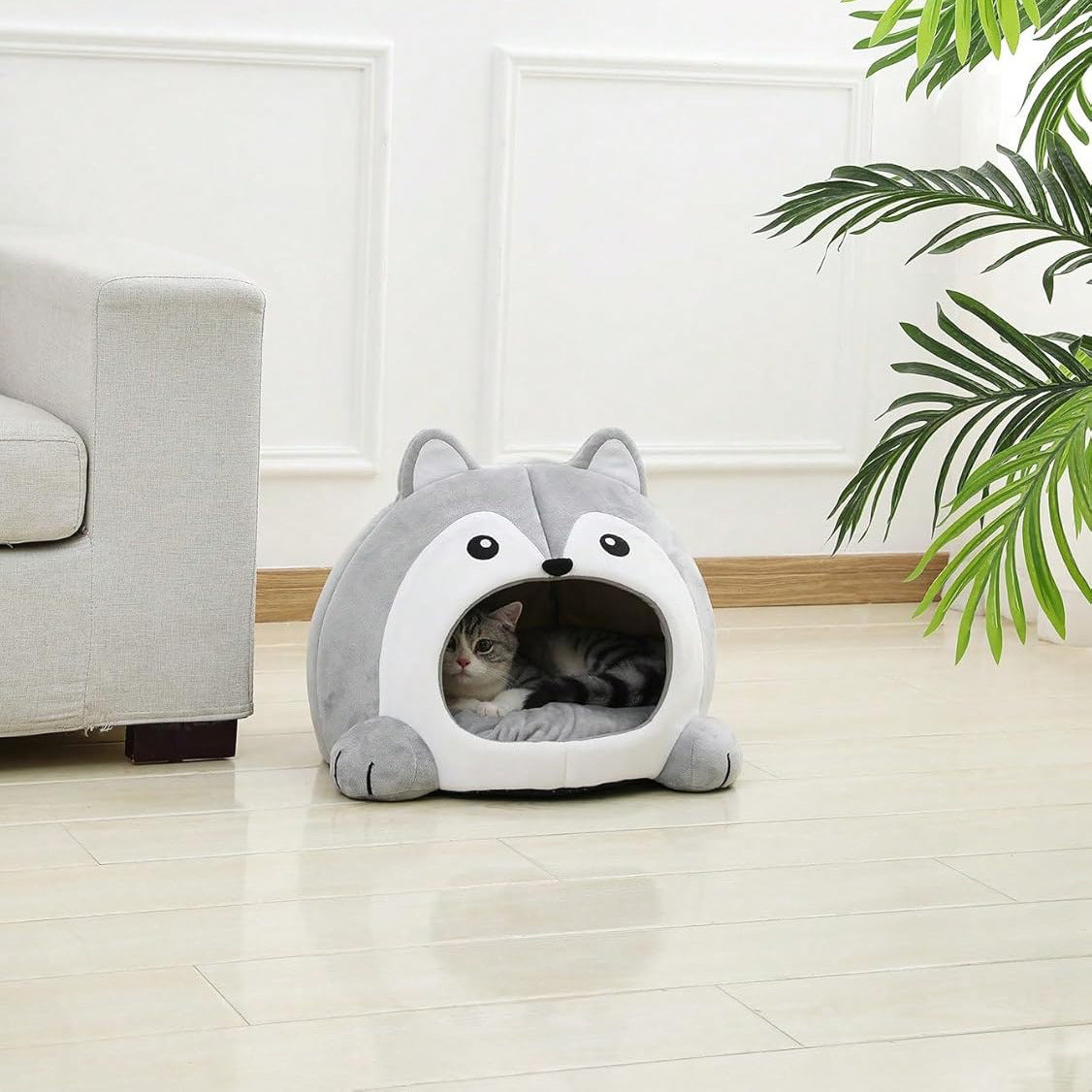 HKM-1585853 Cozy Fox-Shaped Indoor Cat Bed with Removable Cushion in Various Sizes