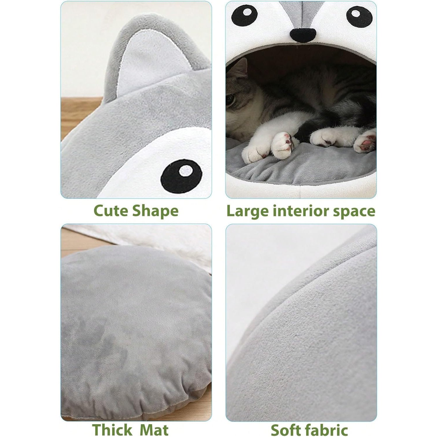 HKM-1585853 Cozy Fox-Shaped Indoor Cat Bed with Removable Cushion in Various Sizes