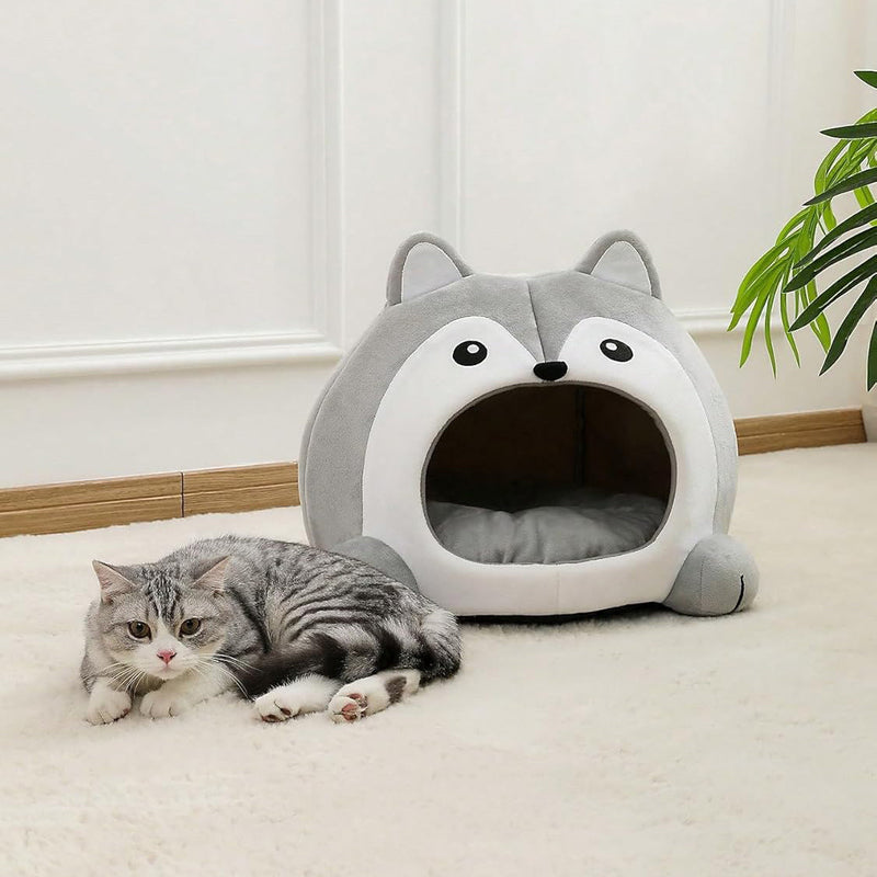 HKM-1585853 Cozy Fox-Shaped Indoor Cat Bed with Removable Cushion in Various Sizes
