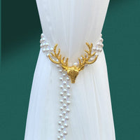 HKM-158739 Elegant Elk Head Metal Curtain Tie Hook for Modern Home Decor