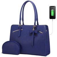 HKM-158739 Spacious Laptop Tote Bag and Crossbody Purse Set for 15.6-Inch Computers