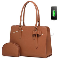 HKM-158739 Spacious Laptop Tote Bag and Crossbody Purse Set for 15.6-Inch Computers
