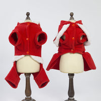 HKM-1587773 Stylish Fleece Christmas Dog Outfit with Button Skirt and Pants in Various Sizes
