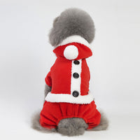 HKM-1587773 Stylish Fleece Christmas Dog Outfit with Button Skirt and Pants in Various Sizes