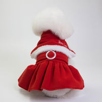 HKM-1587773 Stylish Fleece Christmas Dog Outfit with Button Skirt and Pants in Various Sizes