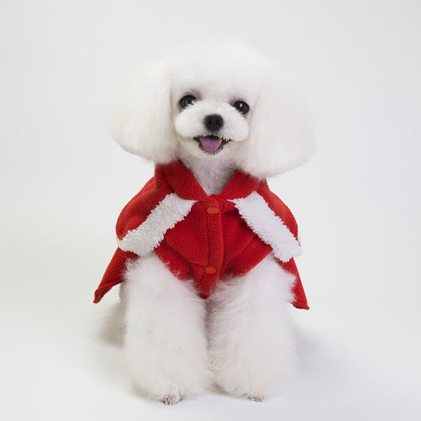 HKM-1587773 Stylish Fleece Christmas Dog Outfit with Button Skirt and Pants in Various Sizes