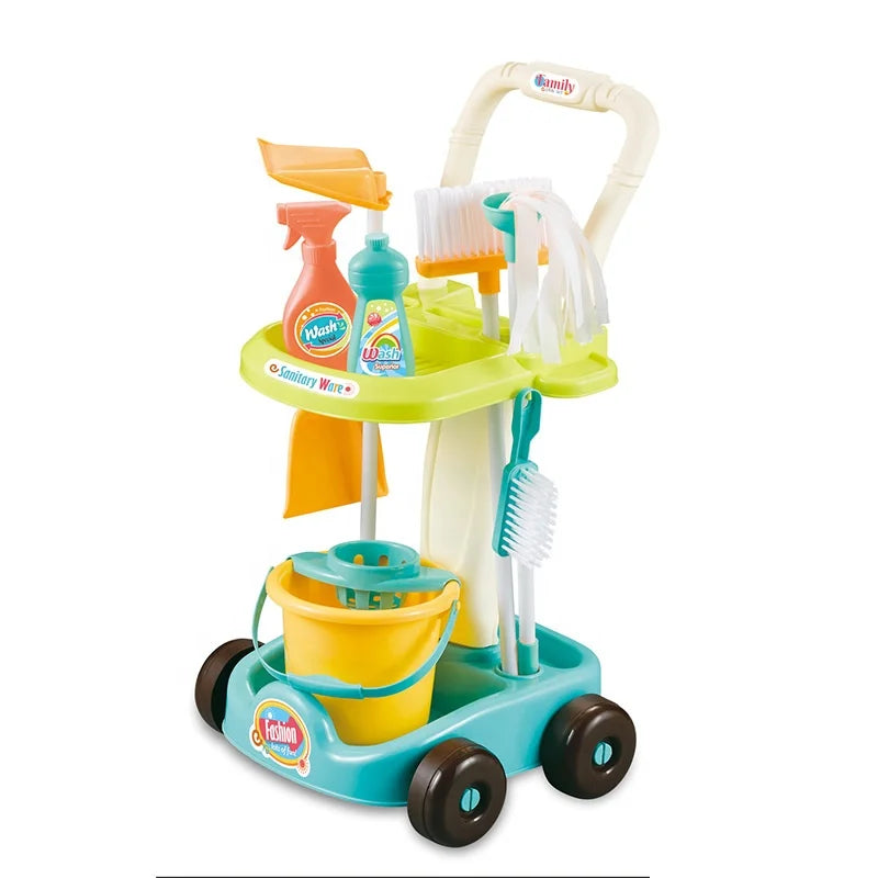 HKM-158867 Kids Cleaning Play Set with Trolley, Broom, and Vacuum Cleaner - 2 to 4 Years