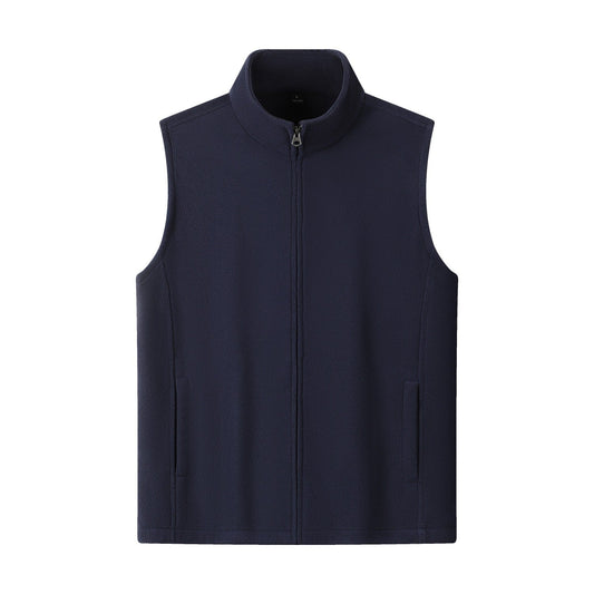 HKM-1589053 Double-Sided Fleece Cardigan with Zipper and Stand Collar for Men