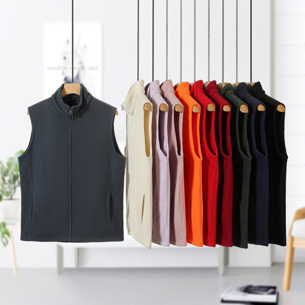HKM-1589053 Double-Sided Fleece Cardigan with Zipper and Stand Collar for Men