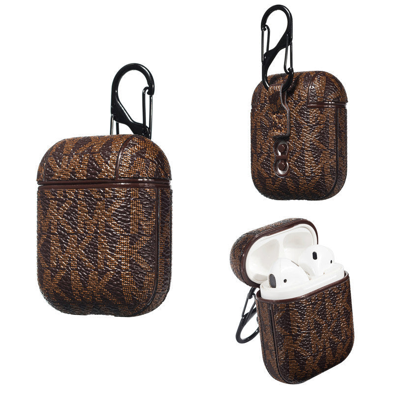 HKM-158931 Hardshell Leather Bluetooth Headset for AirPods 1 & 2 - Compatible with Apple Devices