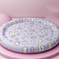 HKM-1589437 Round Cold Gel Ice Mat for Pets - Soft, Washable, Cute Cartoon Design