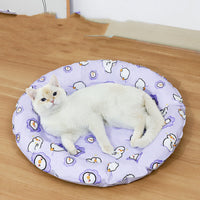 HKM-1589437 Round Cold Gel Ice Mat for Pets - Soft, Washable, Cute Cartoon Design