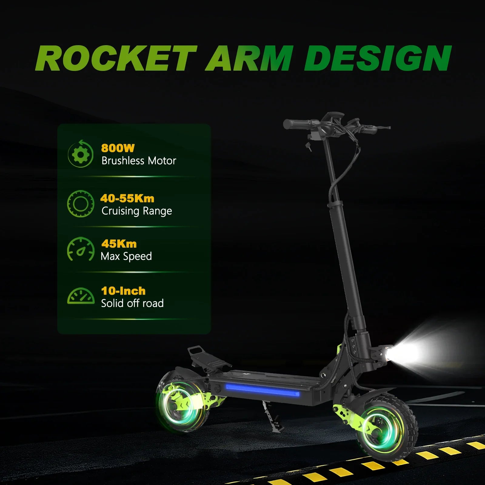 HKM-159059 800W Waterproof Electric Scooter with Dual Suspension, 48V 18.2Ah Battery, Foldable Design, App Control, 30-45km/h Speed