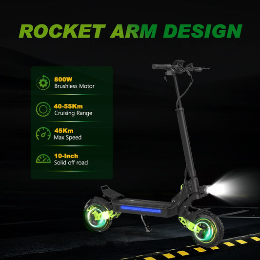 HKM-159059 800W Waterproof Electric Scooter with Dual Suspension, 48V 18.2Ah Battery, Foldable Design, App Control, 30-45km/h Speed