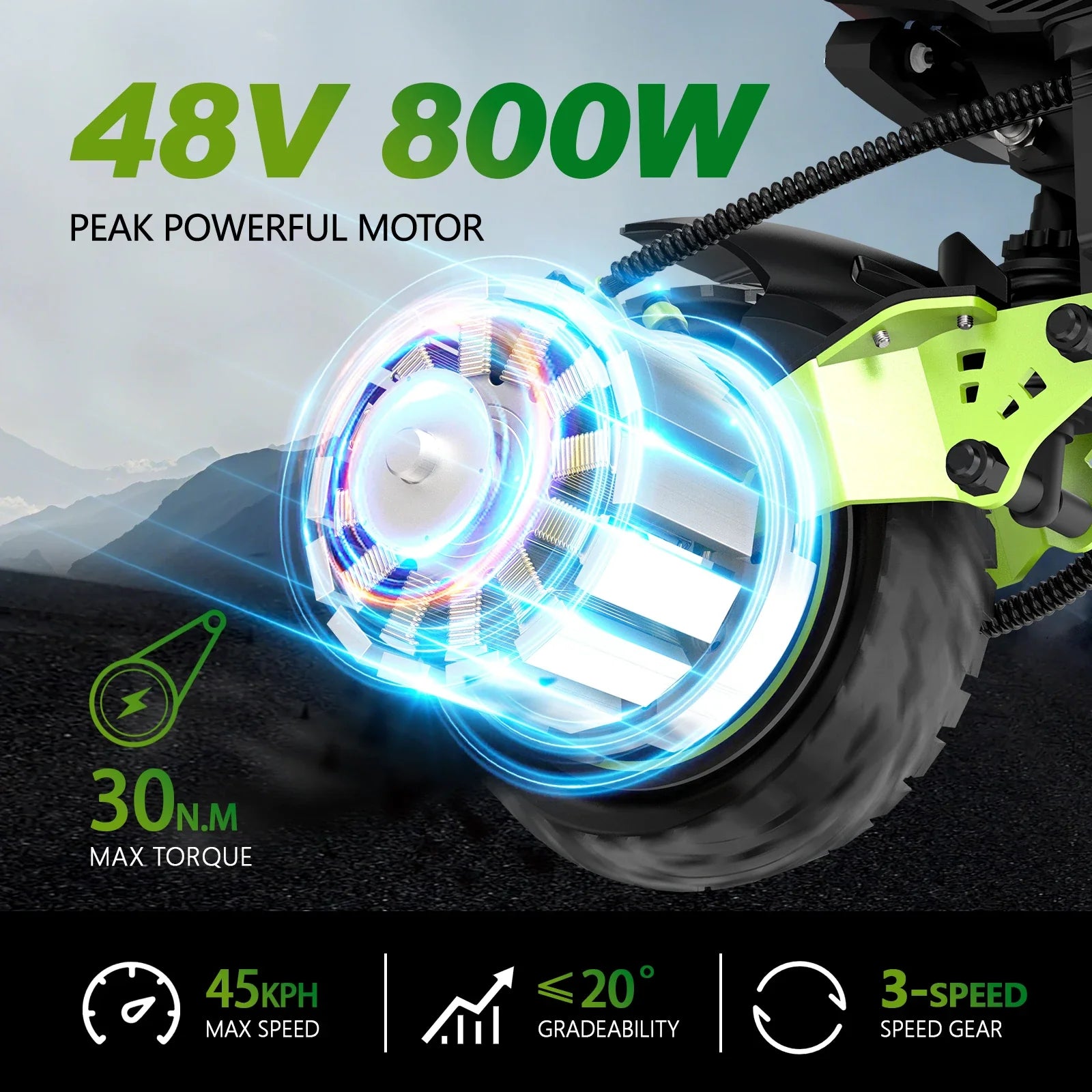 HKM-159059 800W Waterproof Electric Scooter with Dual Suspension, 48V 18.2Ah Battery, Foldable Design, App Control, 30-45km/h Speed