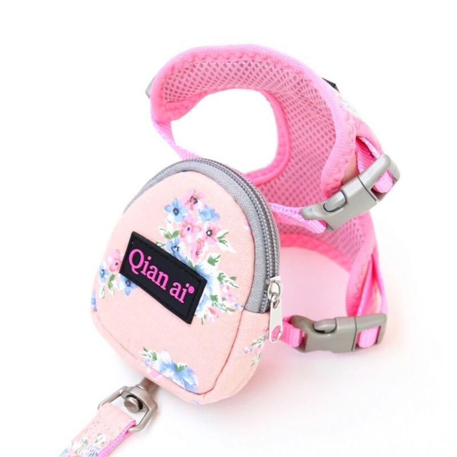 HKM-159059 Adjustable Dog and Cat Harness Leash Set - Breathable Nylon, Perfect for Training and Walks - Available in Pink, Gray, and Sky Blue