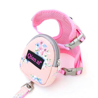 HKM-159059 Adjustable Dog and Cat Harness Leash Set - Breathable Nylon, Perfect for Training and Walks - Available in Pink, Gray, and Sky Blue