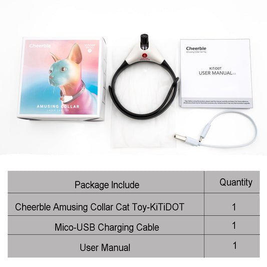 HKM-1590845 Mobile Laser Cat Toy - Interactive Funny Cat Stick, TPU Material, Black and White, Includes USB Charging Cable and User Manual