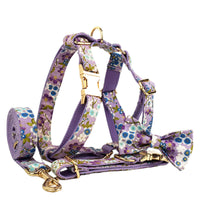 HKM-1591357 Floral Dog Collar and Leash Set with Bow, Vest, and Poop Bag - Five-Piece Collection