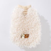 HKM-1593917 Cozy Lamb Wool Pet Vest with Panda Badge for Small Cats and Dogs